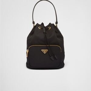 Prada Duet Re Nylon black bucket bag